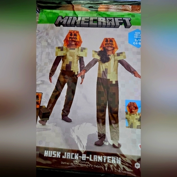 Minecraft Kids Hooded HalloweenCostume Jumpsuit Classic Husk JackO'Lantern - Picture 6 of 7